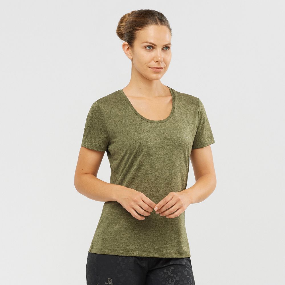 Salomon Israel AGILE - Womens T shirts - Olive (QSPL-98376)